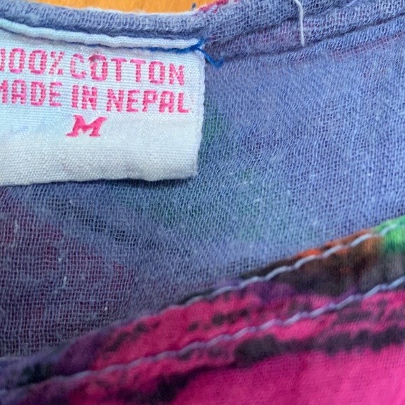 Sita 100% Cotton Bohemian Festival Babydoll Colorful hippie Dress made in Nepal - Picture 3 of 6